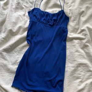 Blue Ribbed Mini Dress